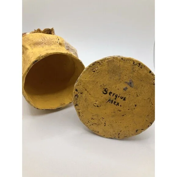 Mid Century Pin Cushion Antique Head Folk Art Paper Mache  Sergios Mexico - READ - Picture 6 of 7